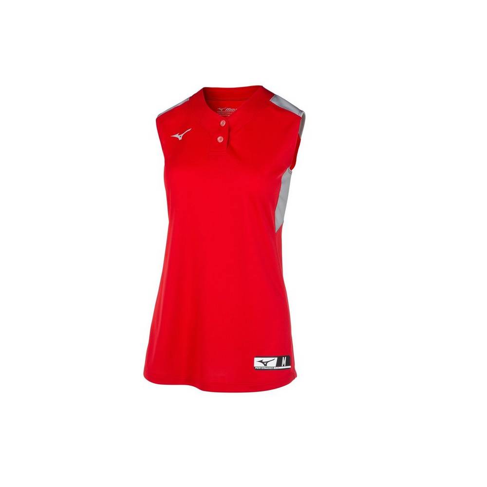 Damske Dresy Mizuno Aerolite 2-Button Sleeveless Softball Červené/Siva Vypredaj HGPY68347